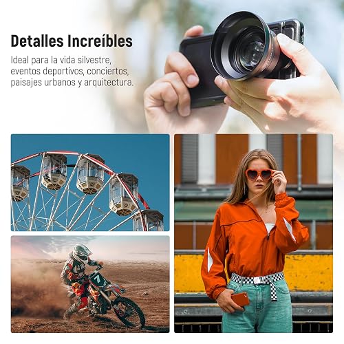 NEEWER HD 65mm Telefoto Phone Camera Lens con Parasol Solo para 17mm Rosca Placa Trasera Phone Cage Case, 1.7X Zoom Accesorio Lente Compatible con iPhone 16, 15, S25, S24 Ultra, Android, LS-66
