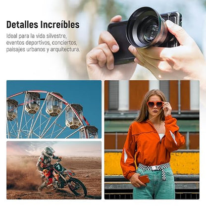 NEEWER HD 65mm Telefoto Phone Camera Lens con Parasol Solo para 17mm Rosca Placa Trasera Phone Cage Case, 1.7X Zoom Accesorio Lente Compatible con iPhone 16, 15, S25, S24 Ultra, Android, LS-66