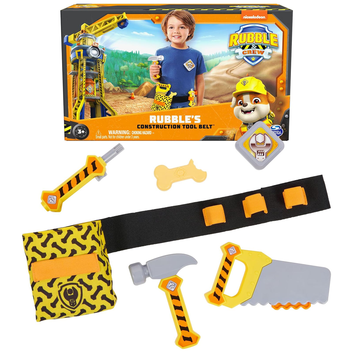 Rubble & Crew, cinturón de Herramientas de construcción de Rubble, con Juego de Herramientas de 6 Piezas, Disfraz de Juego de simulación con Juguetes para niños a Partir de 3 años