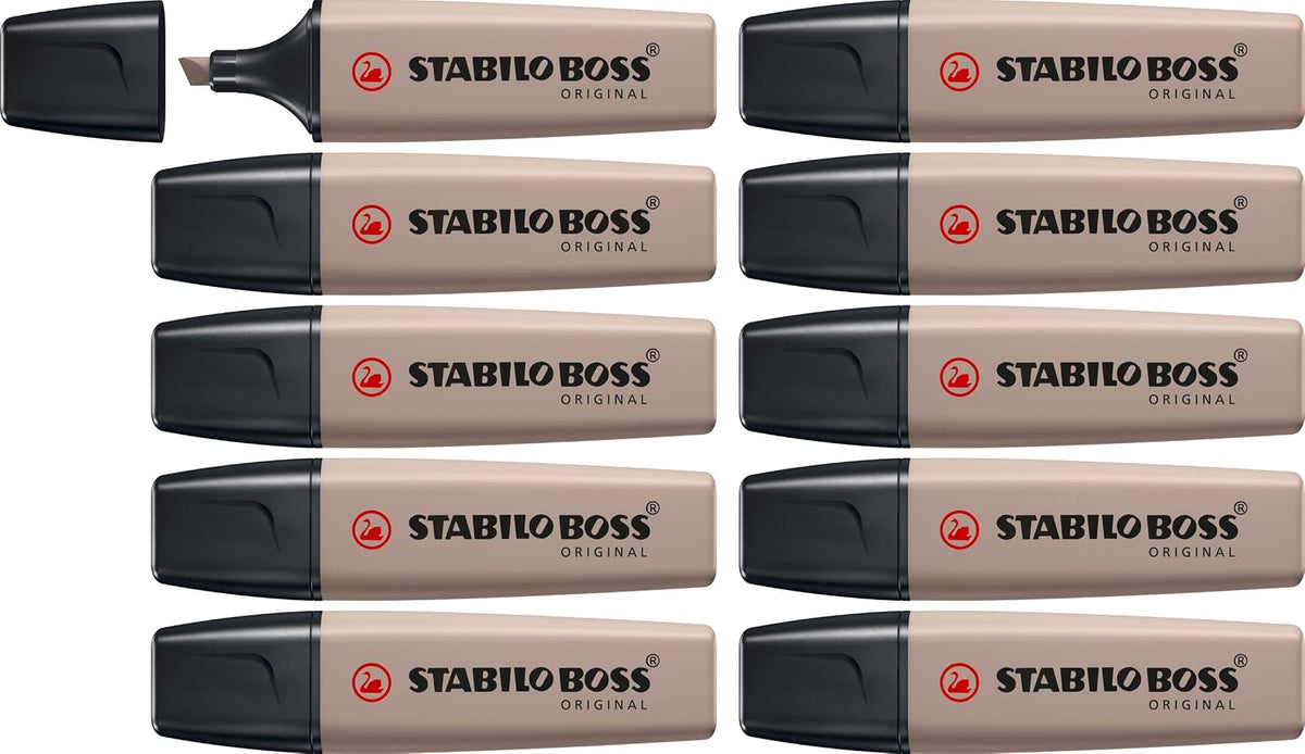 STABILO BOSS Original - Paquete de 10 Marcatextos - Beige | Paquete de 10 unidades, gris cálido