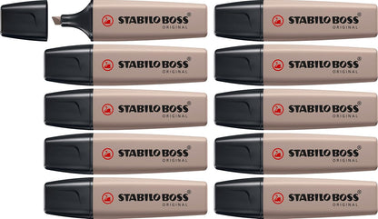 STABILO BOSS Original - Paquete de 10 Marcatextos - Beige | Paquete de 10 unidades, gris cálido