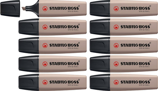 STABILO BOSS Original - Paquete de 10 Marcatextos - Beige | Paquete de 10 unidades, gris cálido