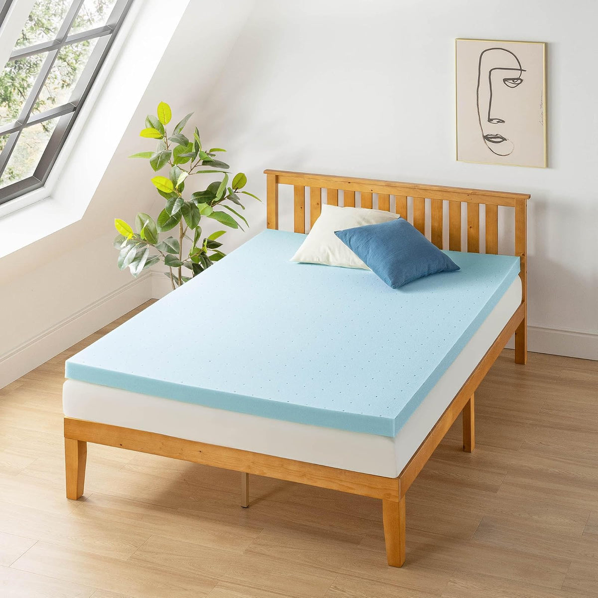 Best Price - Colchón de Espuma viscoelástica ventilada de 3 Pulgadas, infusión de Gel refrigerante, Certificado CertiPUR-US, Esencial para recámara, tamaño Queen