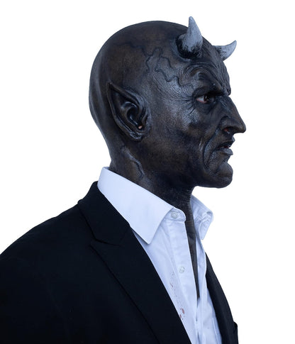 Ghoulish Productions Mephistopheles. Máscara de Diablo Negro, Demonio de la Oscuridad Máscara, Máscara de Látex para Adult. Línea Hyper Mask. Unitalla.