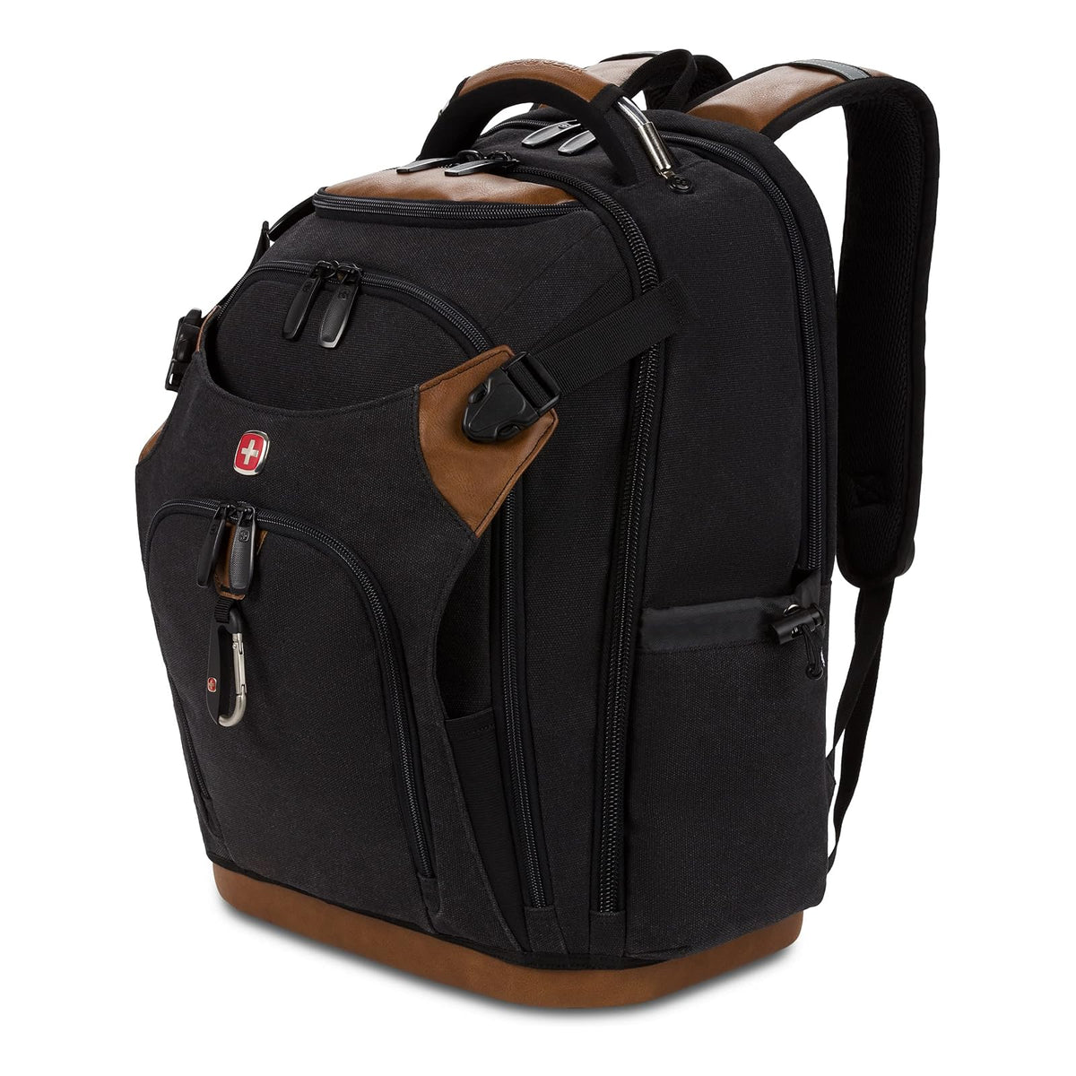 SwissGear Mochila de Trabajo con Compartimento para Herramientas - M - Negro - marrón lona