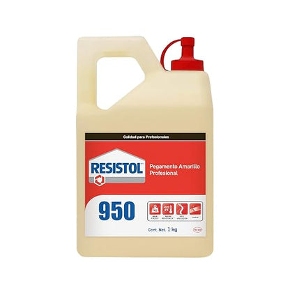 Resistol 950, pegamento amarillo profesional, pegamento para madera resistente al calor, adhesivo viscoso para ensamblar madera, resistol para carpintería, 1x1kg