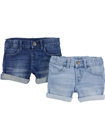Simple Joys by Carter's Denim Shorts, Pack of 2 Pantalones Cortos de Jean Niñas