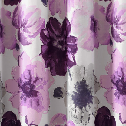 Lush Decor - Cortina de Ducha Floral de Leah, 72 Pulgadas de Ancho x 72 Pulgadas de Largo, púrpura y Gris, Bonita Cortina de Ducha Morada, decoración de Primavera, Flores Coloridas florecientes,
