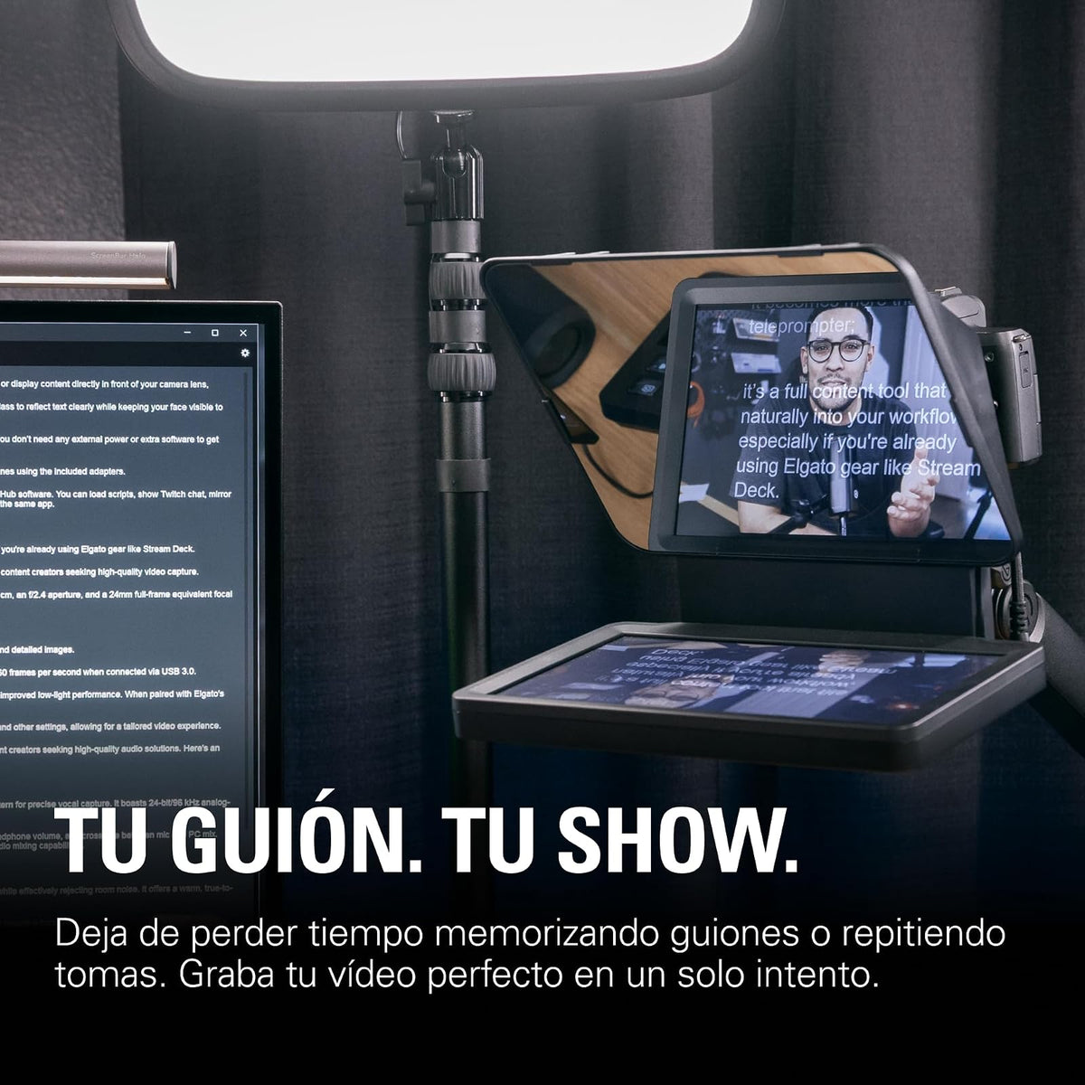 Elgato Prompter - Teleprompter con Pantalla integrada para Youtube, Twitch, Zoom, MS Teams y más, Compatible con DSLR/Webcam/Smartphone, Pantalla de Monitor de Arrastrar y soltar, Funciona con Mac/PC