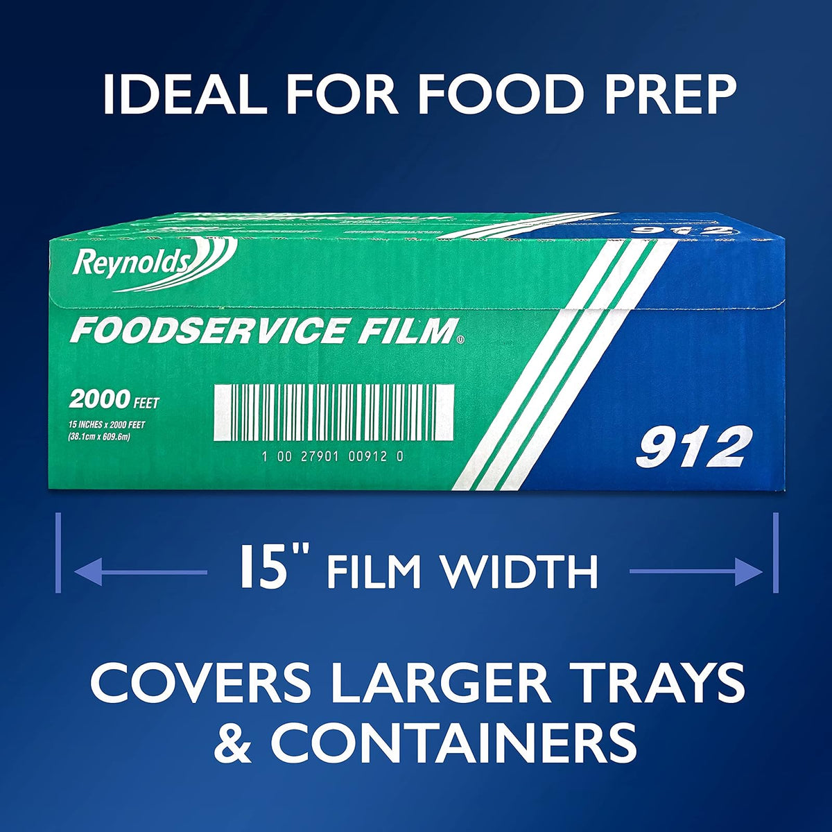 Reynolds 912 Foodservice Clear Plastic Wrap Film, 15 inch Width, 2000 Foot Roll