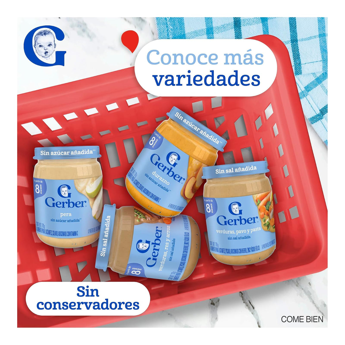 Gerber Papilla Etapa 3, A Partir de 8 Meses, Adicionado con Vitamina C, Manzana, Paquete de 12 Frascos de 170 g c/u