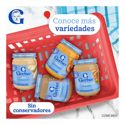 Gerber Papilla Etapa 3, A Partir de 8 Meses, Adicionado con Vitamina C, Mango, Paquete 12 Frascos de 170 g c/u