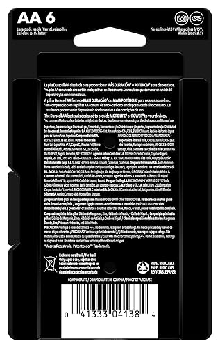 Pilas Alcalinas AA Duracell Optimum, Baterías de Alto Rendimiento 1.5V, Paquete de 6 Pilas