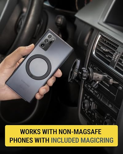 Scosche SMS1CD MagSafe - Soporte magnético Ajustable para teléfono Celular para Reproductor de CD de Automóvil, Compatible con iPhone 16, 15, 14, 13, 12 Pro MAX Mini Plus, Funda mag Safe y más con Anillo