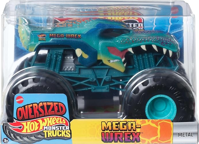 Hot Wheels Monster Trucks Vehículo de Juguete Mega Wrex Escala 1:24 para niños de 3 años en adelante