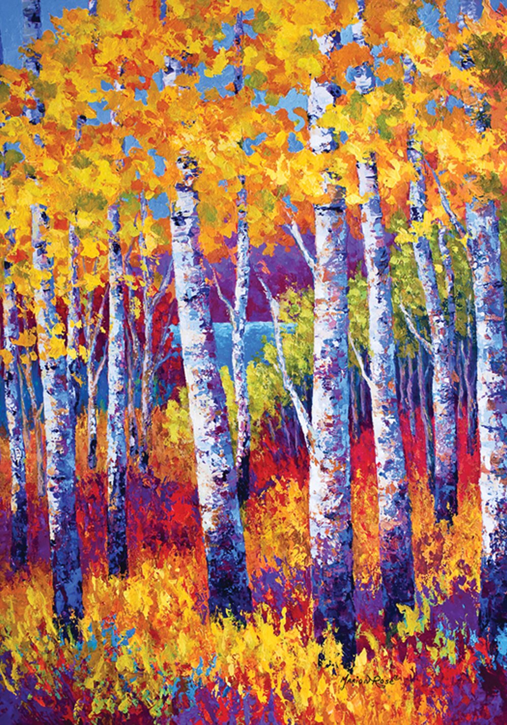 Toland Home Garden Blissful Birches 71.1 x 101.6 cm Decorativo Colorido Multicolor otoño árbol casa Bandera
