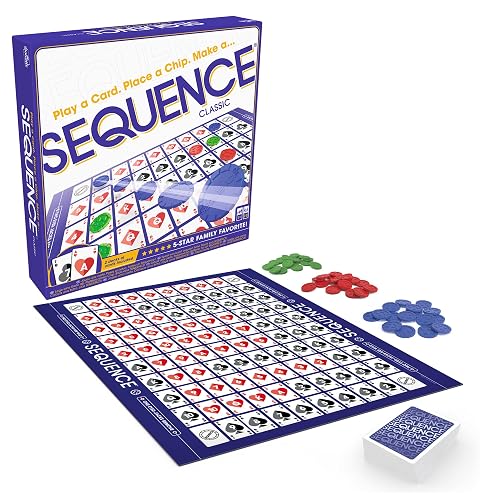 Sequence - Juego de Secuencia Original con Tabla Plegable, Tarjetas y fichas de Jax (el Embalaje Puede Variar) Blanco, 10.3 x 8.1 x 2.3 Pulgadas