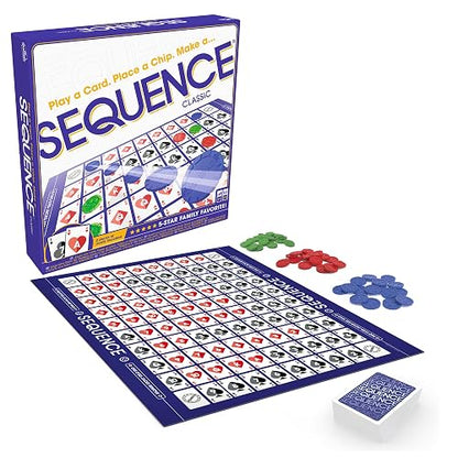 Sequence - Juego de Secuencia Original con Tabla Plegable, Tarjetas y fichas de Jax (el Embalaje Puede Variar) Blanco, 10.3 x 8.1 x 2.3 Pulgadas