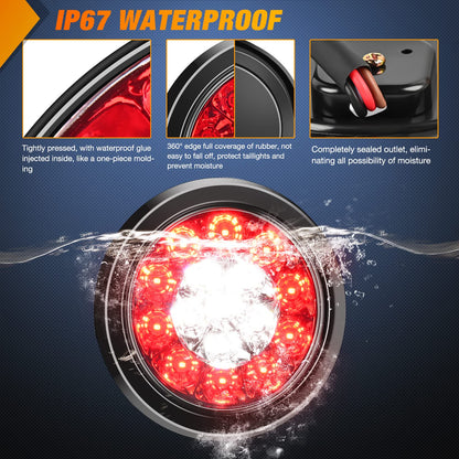 Nilight TL-97 Paquete de 2 Luces Traseras Redondas LED con Ojales Empotrados, Freno/Marcha Atrás, para Camión y Remolque