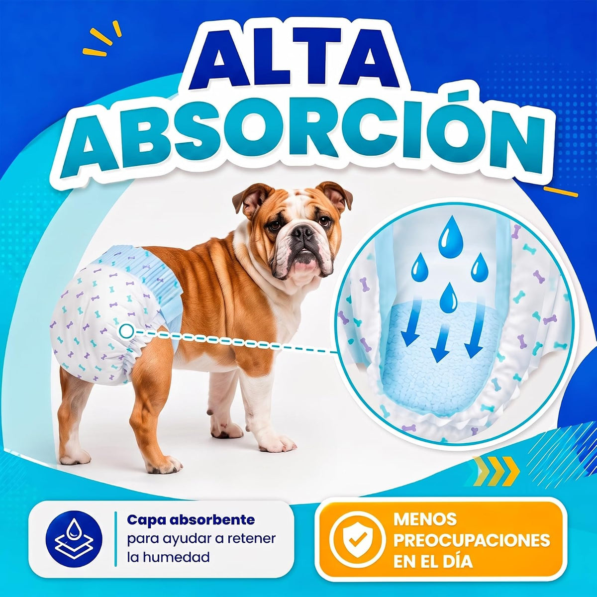 Fancy Pets Pañales Desechables para Perro Med, Súper Absorbentes, 12 Piezas, para Incontinencia, Entrenamiento y Celo, Cómodos y Ajustables