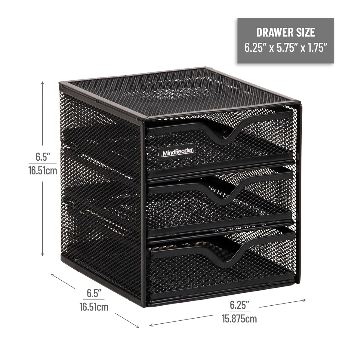 Mind Reader Desktop Accessory Storage, Desk Supplies, Organizer, Office, Metal Mesh, 6.25"L x 6.5"W x 6.5"H, Black
