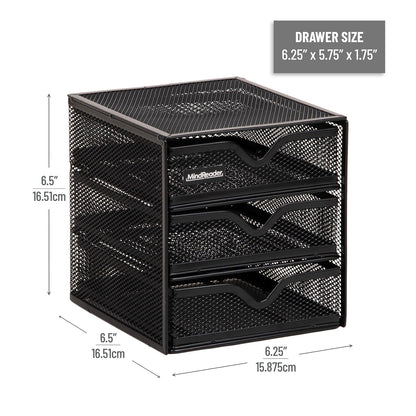 Mind Reader Desktop Accessory Storage, Desk Supplies, Organizer, Office, Metal Mesh, 6.25"L x 6.5"W x 6.5"H, Black