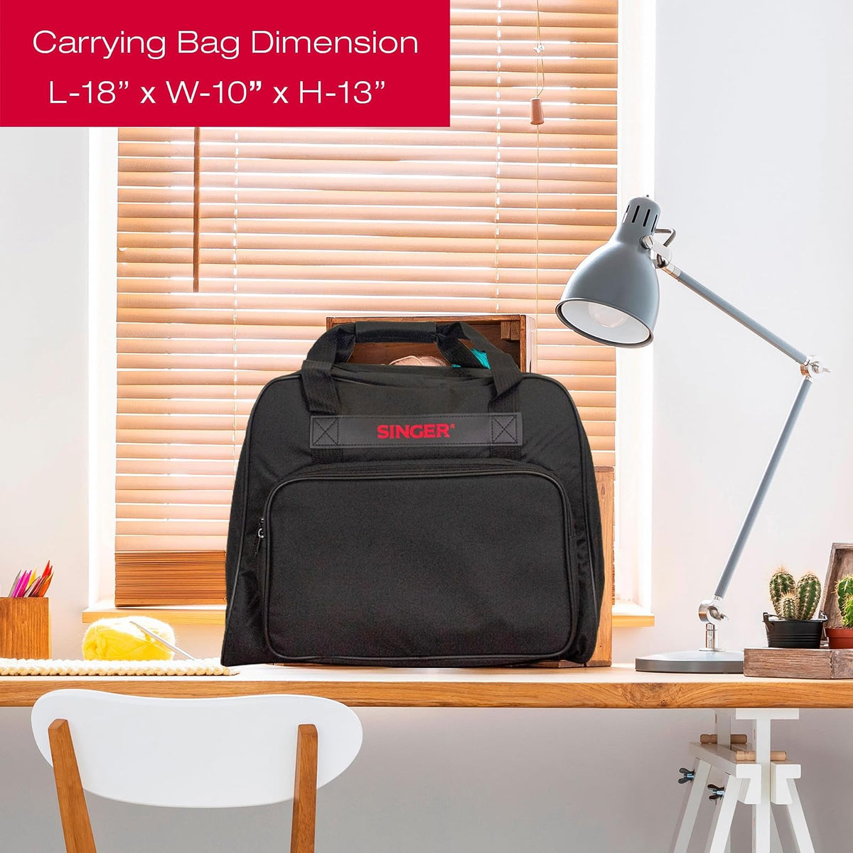SINGER Bolso para máquina de coser, universal, Negro, 1 | Amplio interior acolchado, exterior de lona duradera, cierre de cierre rápido, bolsillo frontal grande, cómodo de llevar