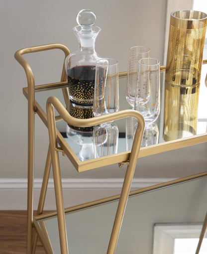 Linon AMZN0215 Gina Mid-Century Gold Bar Cart