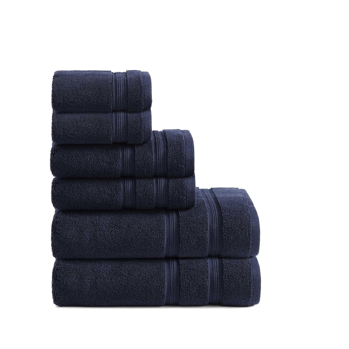 Tommy Hilfiger - Toallas de baño, Material súper Suaves y absorbentes de Alta Calidad con Cero Giro, Certificado Oeko-Tex (Harborside Solid Navy, Paquete de 6)