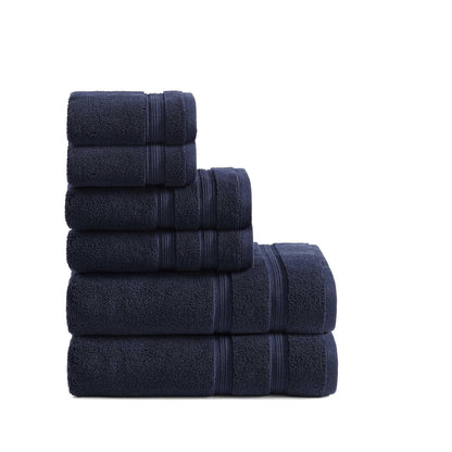 Tommy Hilfiger - Toallas de baño, Material súper Suaves y absorbentes de Alta Calidad con Cero Giro, Certificado Oeko-Tex (Harborside Solid Navy, Paquete de 6)