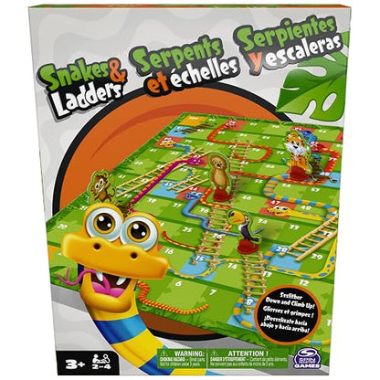 Spin Master Games, Juego Serpientes y escaleras para niños, Juego de Mesa Colorido para 2-4 Jugadores para Noches de Juegos en Familia
