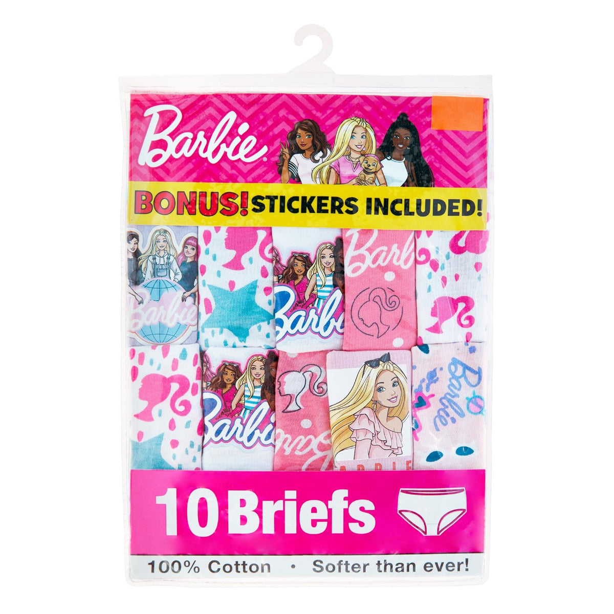 Barbie Paquete de 10 Ropa Interior 100% algodón Peinado, Tallas 4, 6 y 8 Ropa interiorNiñas