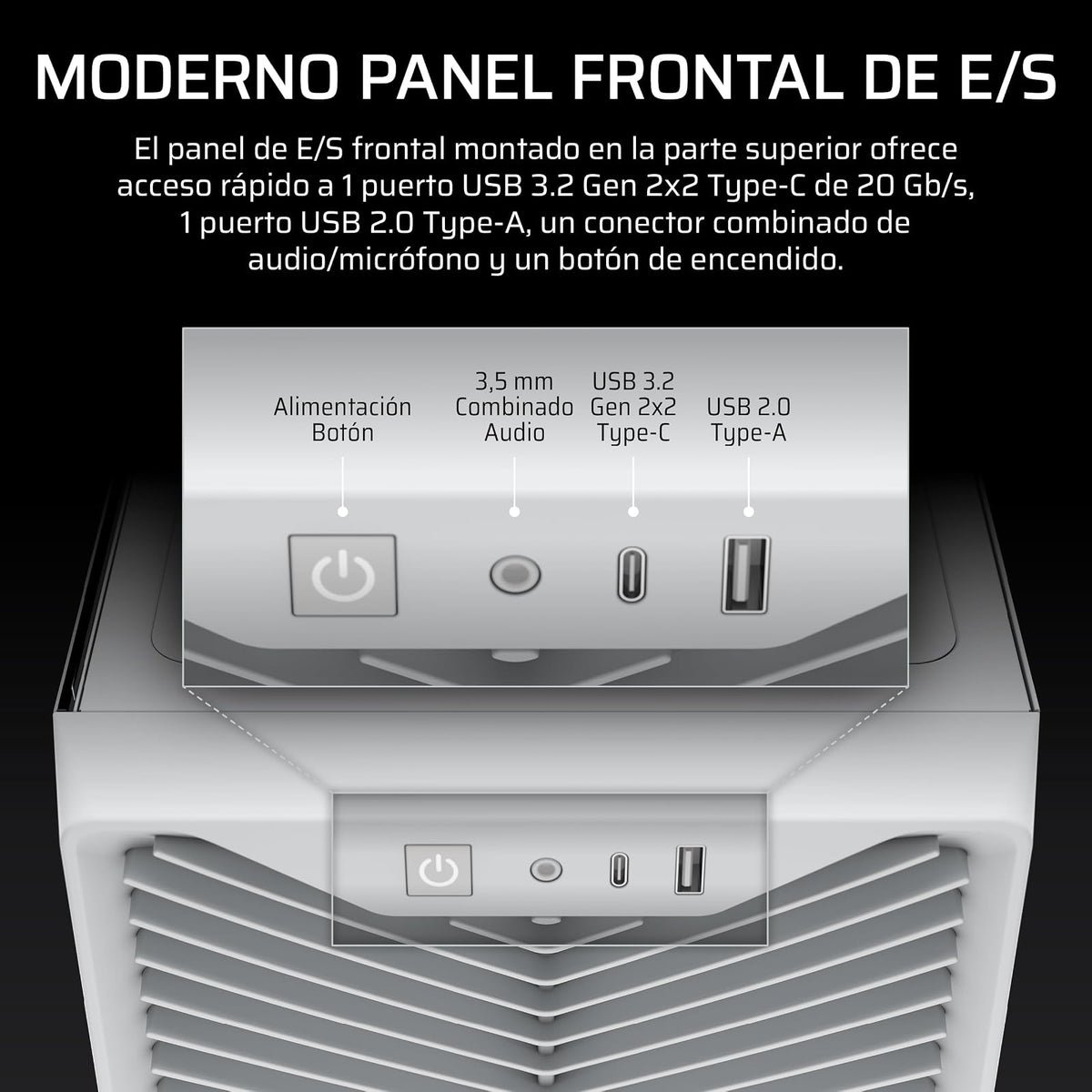 Corsair 3200D RS Caja para PC Semitorre – Blanco | 3 Ventiladores RS120 PWM Incluidos, Brazo Anticaída GPU, ASUS BTF, MSI Project Zero, Gigabyte Project Stealth