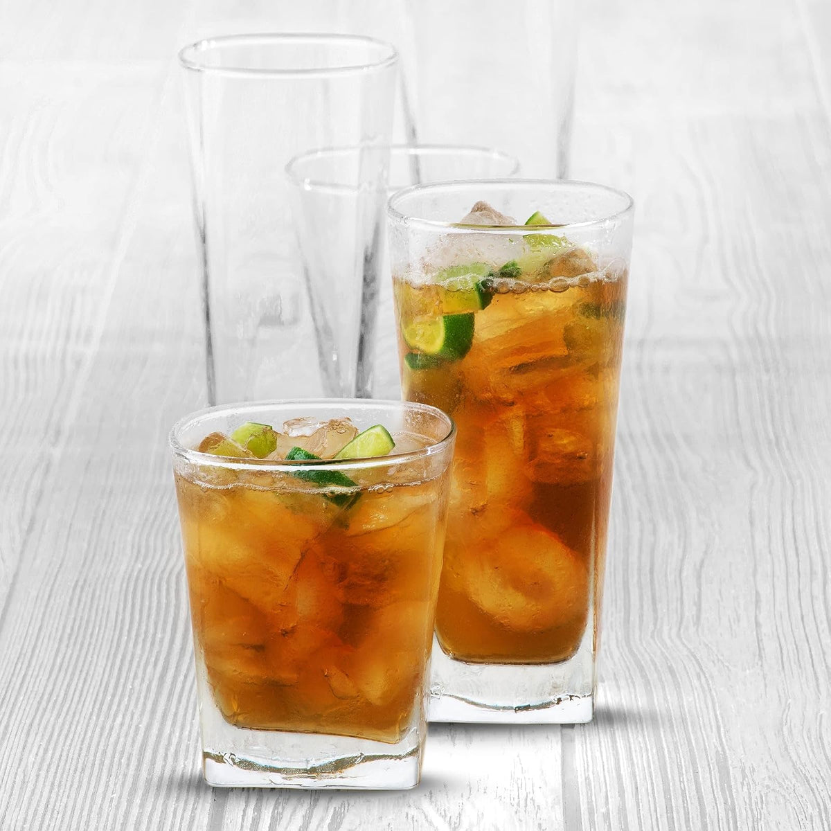 Libbey City - Juego de 16 vasos de vidrio, 425 ml y 360 ml