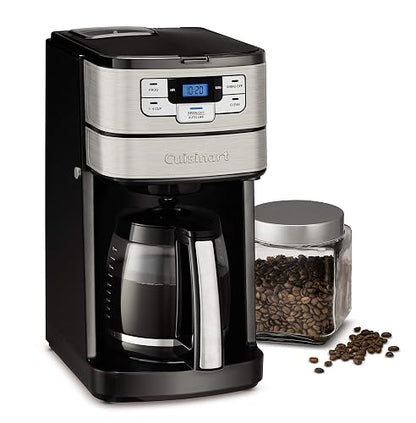 Cuisinart Cafetera con Molino Integrado 12 Tazas Jarra de Vidrio | Molino de cuchillas integrado, Programable 24 horas, Función Grind OFF para café molido, Apagado automático