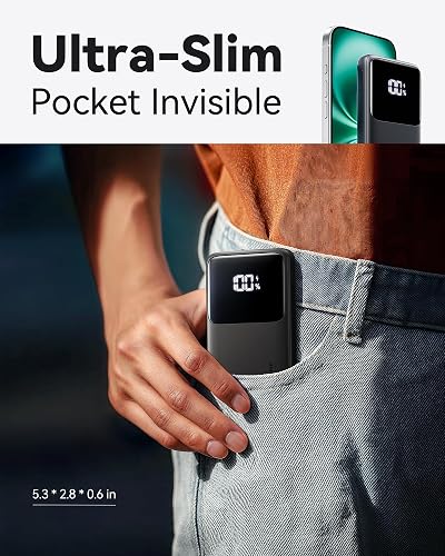 INIU Portable Charger, 22.5W 10000mAh Slim USB C Power Bank Fast Charging PD3.0 QC4.0, Built-in Phone Holder Battery Pack Charger Portable for iPhone 13 12 11 X Pro Samsung S20 Google LG AirPods iPad
