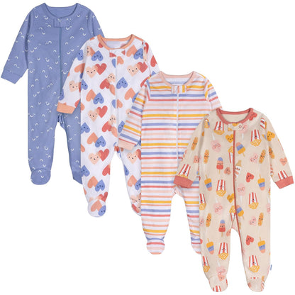 ONESIES Baby-girls 4-pack Sleep 'N Play Footies Multi Pack Mamelucos para bebés y niños pequeños Bebé-Niñas