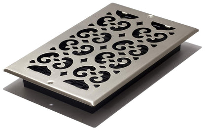 Decor Grates Rejilla de ventilación, de acero, 6 x 10-Inch, Níquel cepillado