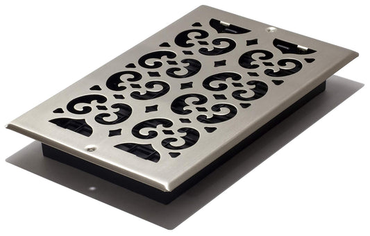 Decor Grates Rejilla de ventilación, de acero, 6 x 10-Inch, Níquel cepillado
