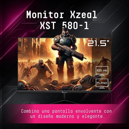 Xzeal Monitor 21.5" XST 580-1 Panel Plano VA HD 100Hz 5ms 1xVGA + 1xHDMI + 1xDC + Vesa 75x75mm Negro