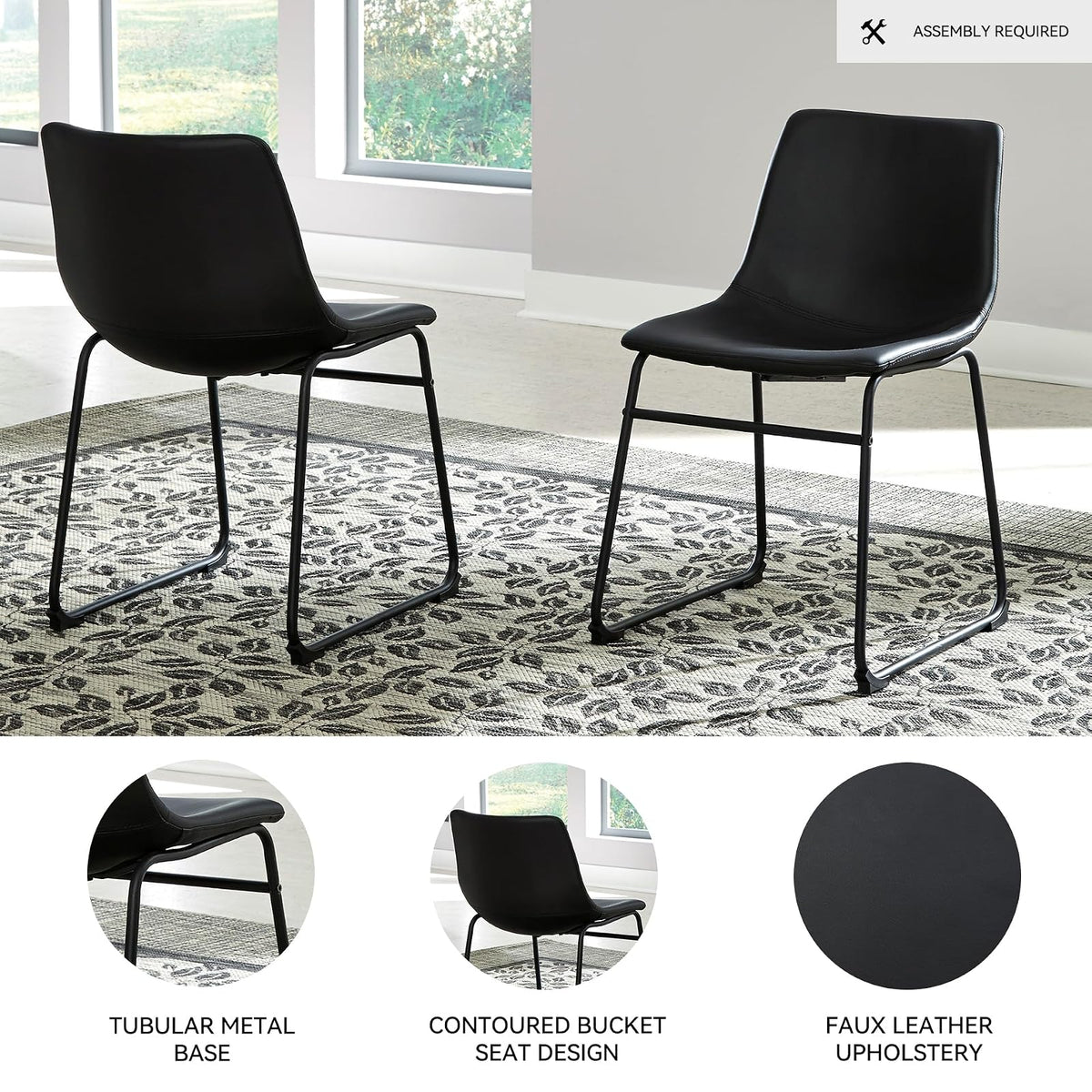 Signature Design by Ashley Centiar, Dining Chair, Black
