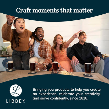 Libbey Craft Brews - Juego de tazas de cerveza de vidrio, juego de 4 vasos de cerveza grandes para servir Ales y Lagers, tazas de cerveza de vidrio atemporales para congelador