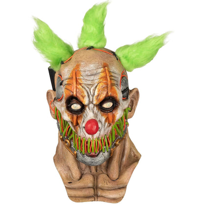 Ghoulish Productions Máscara De Látex Stiched Smile Clown, Accesorio Cosplay Green Payaso Sonriente, Disfraz Aterrador para Halloween y Fiestas Temáticas, Cosplay Ciberpunk Clown, Diseño Artesanal