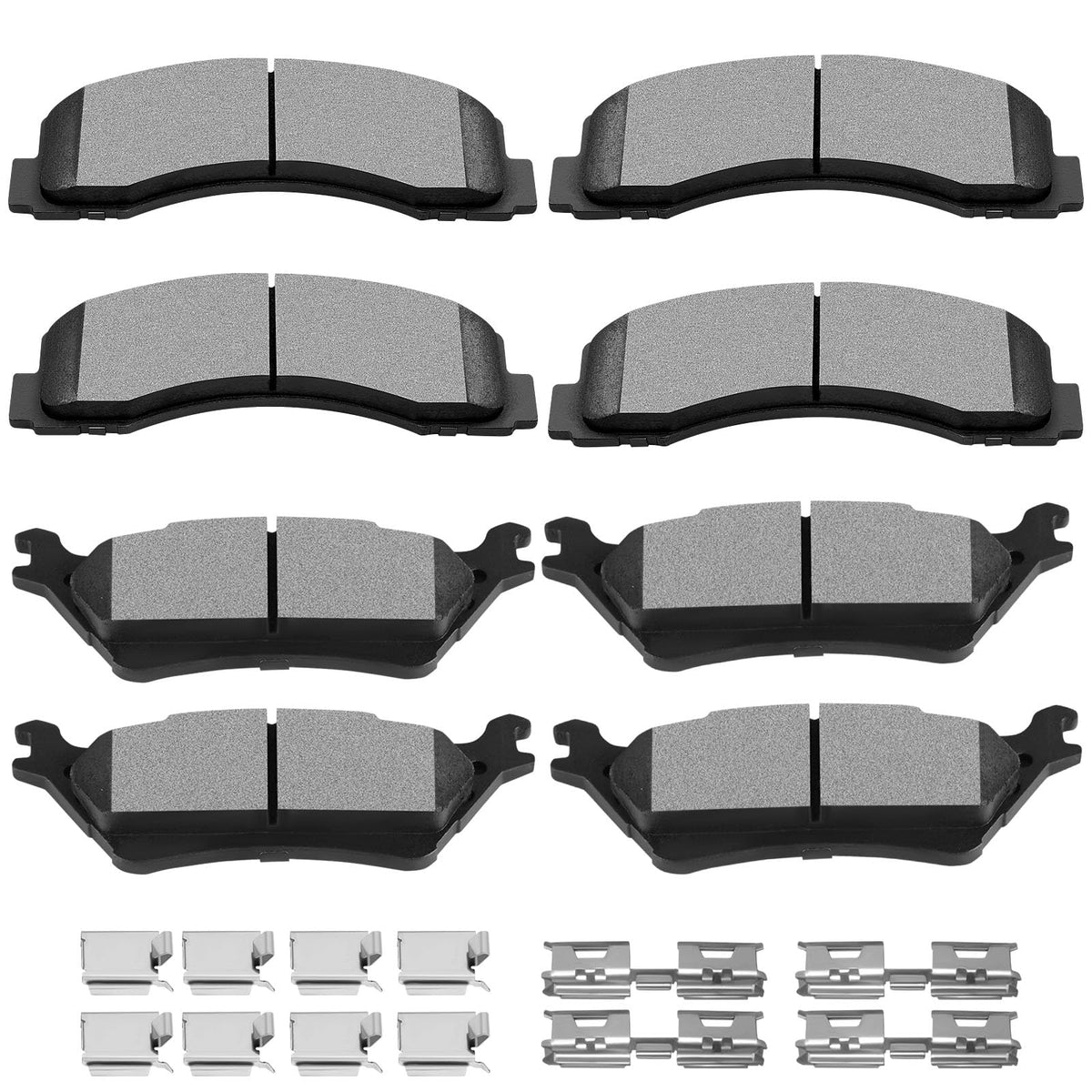 SCITOO Juego de Pastillas de Freno Semimetálicas, Compatible con Mercedes-Benz - Delantero D1414 y trasero D1602 [8PCS]