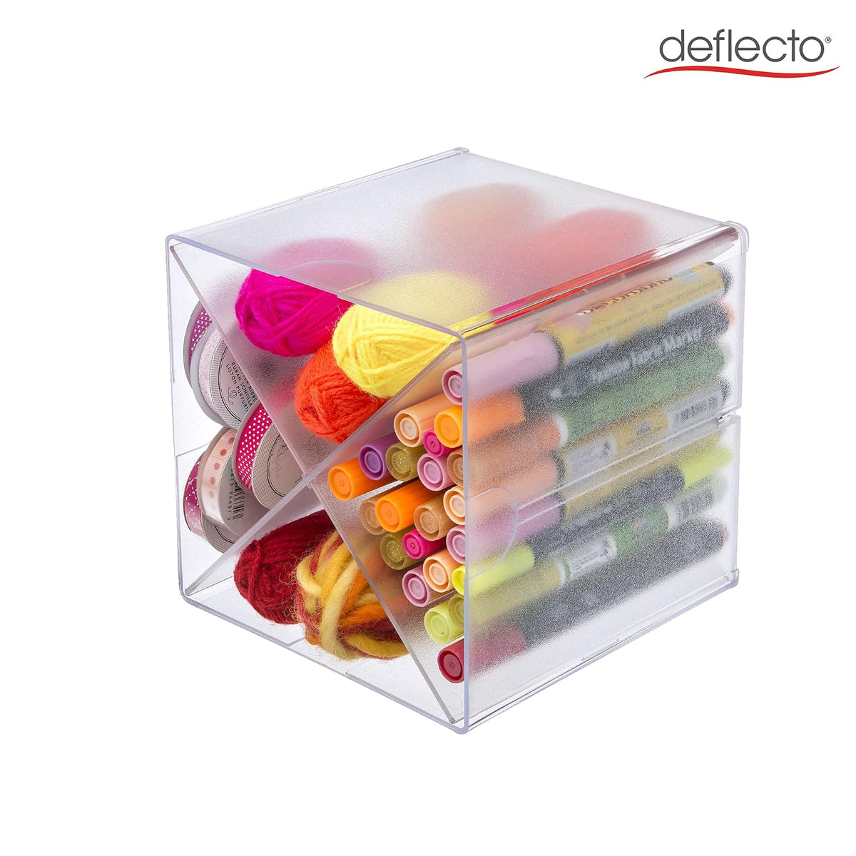 Deflecto Organizador tipo cubo apilable, organizador de escritorio y para manualidades, Divisor cruzado, Transparente, Apple