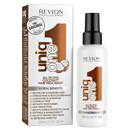 Revlon Professional Uniq One Hair Treatment Coco | 150 ml, sin enjuague, fórmula vegana, 10 , botella 25% RPET