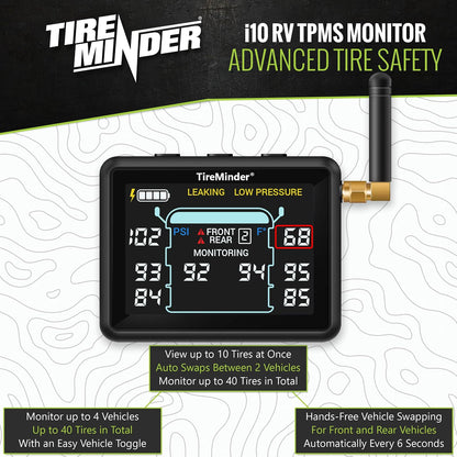 TireMinder i10 RV TPMS con 4 transmisores, Negro