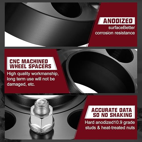 BDFHYK - Espaciadores de Rueda de 5 x 127 mm, espaciadores de 1.5 Pulgadas | Hubcentric 5 separadores de lengüetas, 1/2-20 pernos, orificio de cubeta de 71.5 mm, compatible con Wrangler JK Grand