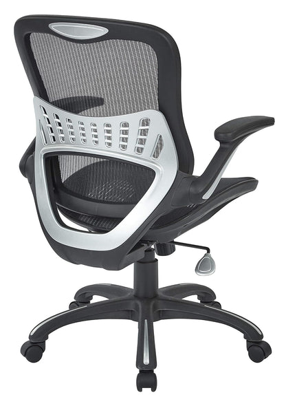 Office Star Riley - Silla de computadora ventilada con Asiento y Respaldo de Malla Transpirable, Base Negra con Negro