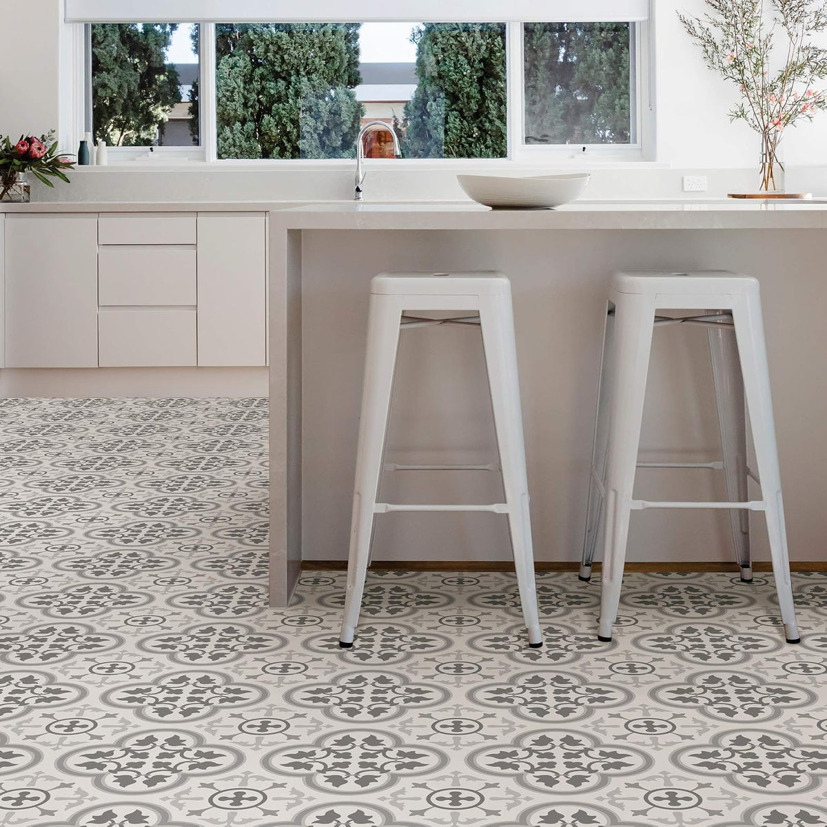 FloorPops FP2953 - Azulejos Remy, despegar y pegar, color gris